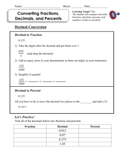 Converting Fractions, Decimals, and Percents