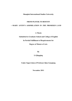 MARY ANTIN`S ASSIMILATION IN THE PROMISED LAND A Thesis Su