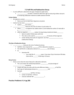 7.2 Half-life and Radioactive Decay Practice Problems # 1