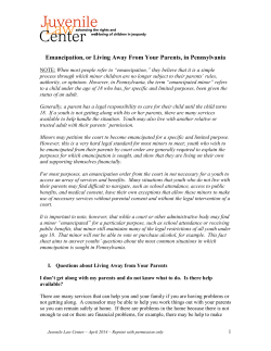 Emancipation, or Living Away From Your Parents, in Pennsylvania