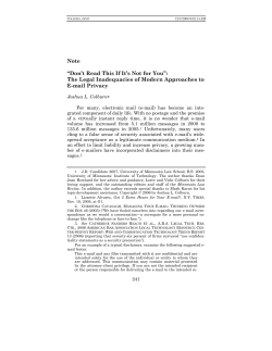 Note &ldquo;Don`t Read This If It`s Not for You&rdquo;: The Legal Inadequacies of