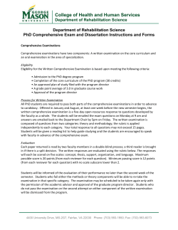 PhD Comprehensive Exam and Dissertation Instructions and Forms