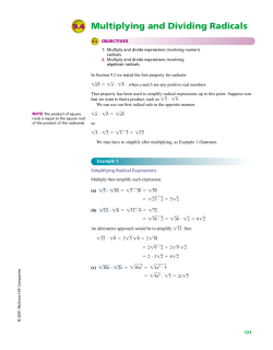 Multiplying and Dividing Radicals