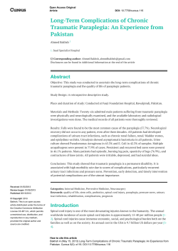 Long-Term Complications of Chronic Traumatic Paraplegia