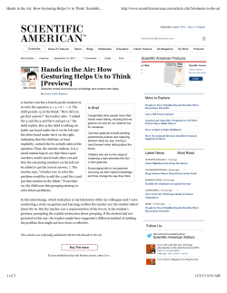 Hands in the Air: How Gesturing Helps Us to Think: Scientific American