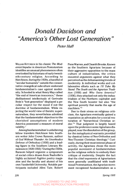 Donald Davidson and “America`s Other Lost Generation ”