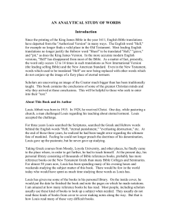AN ANALYTICAL STUDY OF WORDS Introduction