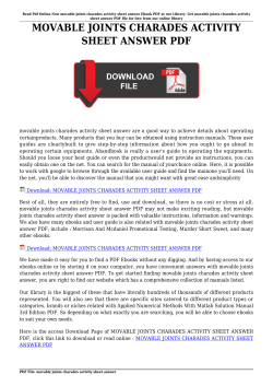 MOVABLE JOINTS CHARADES ACTIVITY SHEET ANSWER PDF