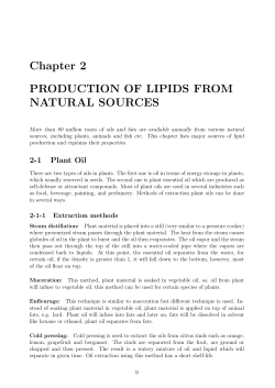 Chapter 2 PRODUCTION OF LIPIDS FROM NATURAL SOURCES