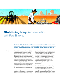 Stabilizing Iraq: A conversation with Paul Brinkley