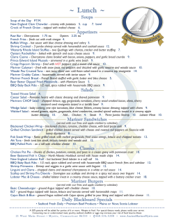 Ancient Mariner Menu