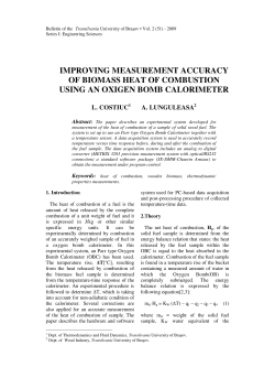 improving measurement accuracy of biomass heat of combustion