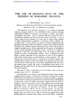 Feeding of Marasmic Infants The Use of Banana Pulp in the