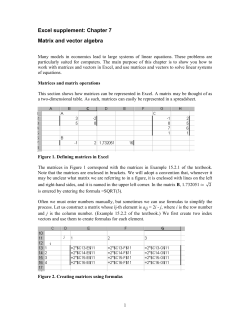 Excel supplement: Chapter 7 Matrix and vector algebra