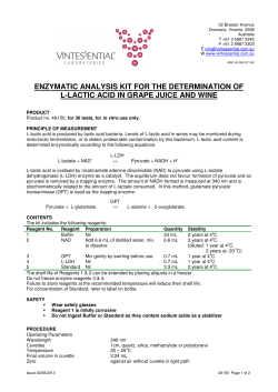 4A150 Lactic Acid Kit Instructions