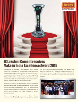 JK Lakshmi Cement receives Make in India Excellence Award 2015