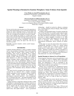 Spatial Meaning is Retained in Emotion Metaphors: Some Evidence