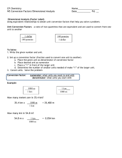 CP Chemistry Name_________________ WS Conversion Factors