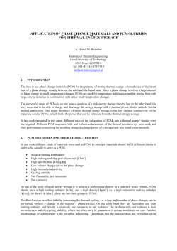 Application of Phase Change Materials and PCM slurries for thermal