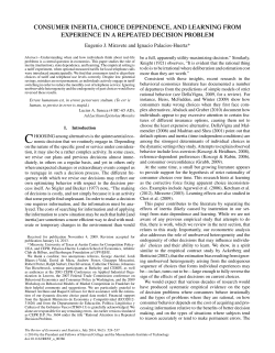 Consumer Inertia, Choice Dependence, and Learning from