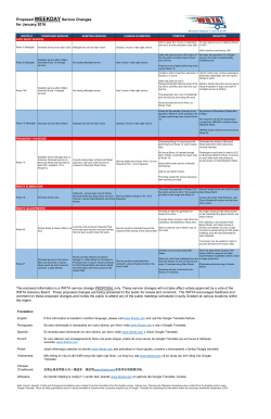 Proposed WEEKDAY Service Changes for January 2016