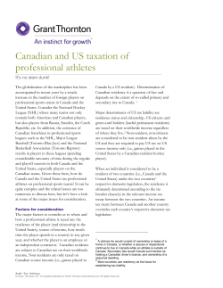 Canadian and US taxation of professional athletes