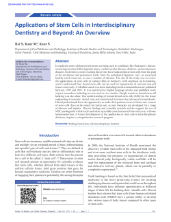 Applications of Stem Cells in Interdisciplinary Dentistry and Beyond