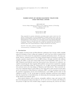 FABRICATION OF MICRO-MAGNETIC TRAPS FOR COLD
