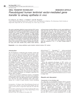 Pseudotyped human lentiviral vector-mediated gene