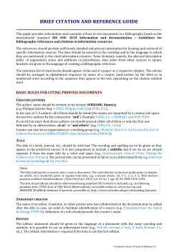 Brief Citation and Reference Guide
