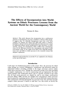 The Effects of Incorporation into World