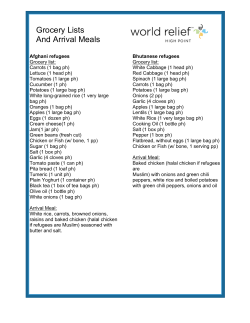 Grocery Lists And Arrival Meals