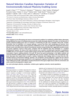 Article Natural Selection Canalizes Expression
