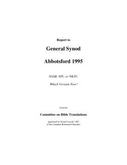 CBT Report to Synod Abbotsford 1995
