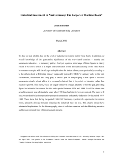 Industrial Investment in Nazi Germany: The