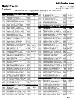 Master Price List - Quality Sales Food Service