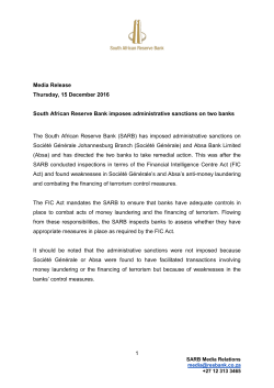 SARB imposes administrative sanctions on two banks