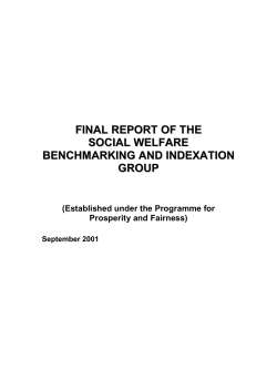 FINAL REPORT OF THE SOCIAL WELFARE BENCHMARKING