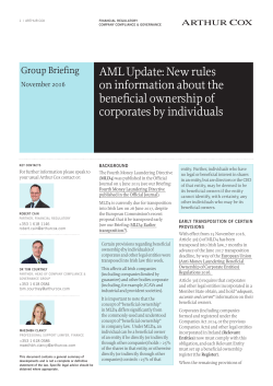 AML Update: New rules on information about the beneficial