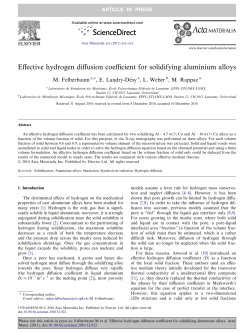 Effective hydrogen diffusion coefficient for solidifying
