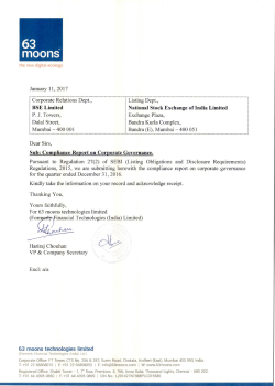 Quarterly Compliance Report on Corporate Governance.