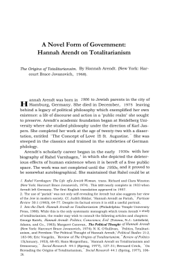 A Novel Form of Government: Hannah Arendt on Totalitarianism