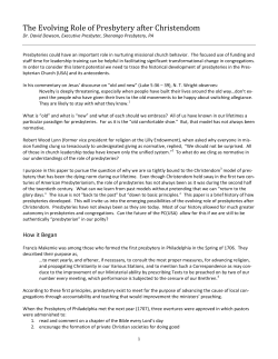 Role of Presbytery - The Fellowship Community