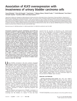 Association of KLK5 overexpression with invasiveness of urinary