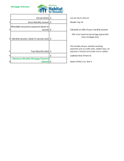 Mortgage Estimator $ 1 $ Divide 1 by 12 2 $ Calculate as 33% of