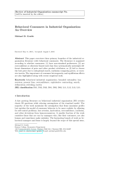 Behavioral Consumers in Industrial Organization