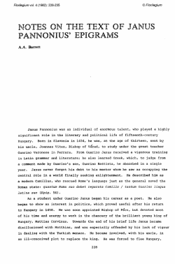 NOTES ON THE TEXT OF JANUS PANNONIUS` EPIGRAMS