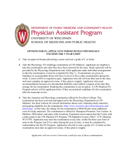 OPTIONS FOR PA APPLICANTS WHOSE HUMAN PHYSIOLOGY