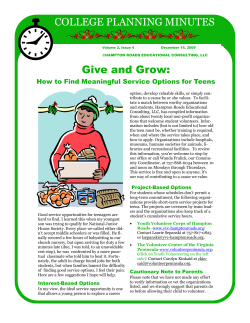 Give and Grow: COLLEGE PLANNING MINUTES