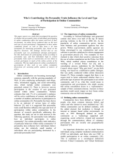 Do Personality Traits Influence the Level and Type of Participation in